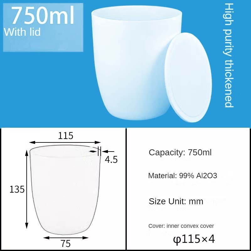 Creusets en alumine de 750 ml | Creusets en alumine résistants aux acides – Idéal pour la préparation d'échantillons géochimiques