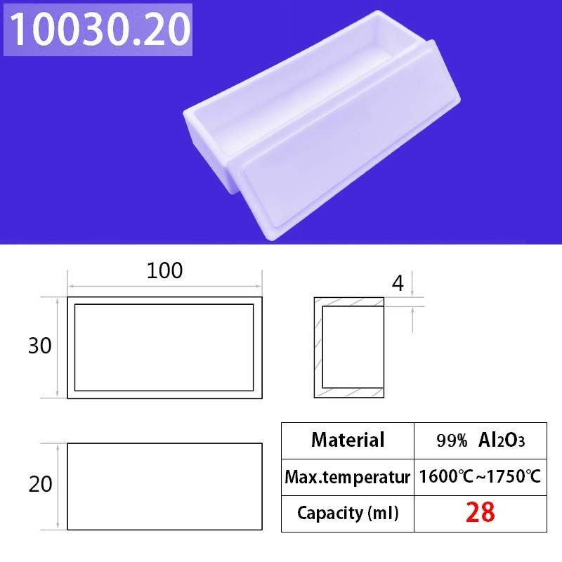 100*30*20mm 28ml  Professional Melting Square Quartz Crucible, 1600°C Working Temperature, Preferred for Induction Furnaces