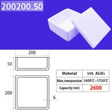 Load image into Gallery viewer, 200*200*50mm 2600ml  Industrial Grade 99% Alumina Square Quartz Crucible, Premium for Induction Furnace Melting