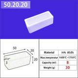 Alumina square crucible 50*20*20mm 25ml   99% Al2O3 Reinforced Square Quartz Crucible, Designed for Induction Heating