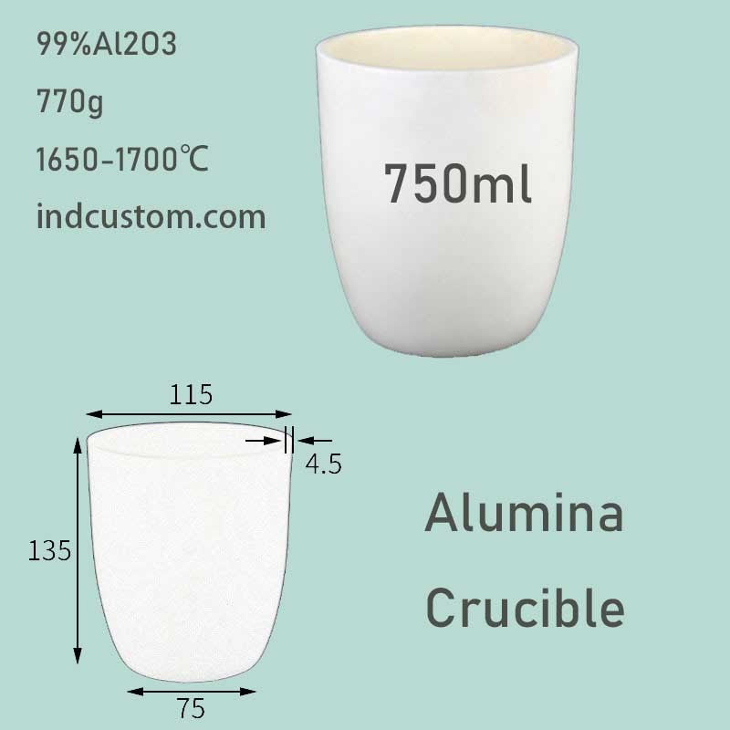 750Ml Corundum Crucible | Circular Arc with Lid | 99% Alumina | High Temperature Resistance 1650 ℃ | Muffle Furnace Container | Melting Gold and Silver Container | Large Capacity Alumina Crucible