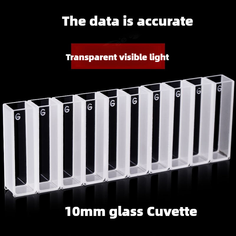 High Transmittance Cuvette Set - 10mm Path Length Glass, 20/30/40/50mm Dimensions, 10-Pack, 3.5ml Capacity, Monolithic Design, Two-Sided Illumination for Pesticide Residue Testing