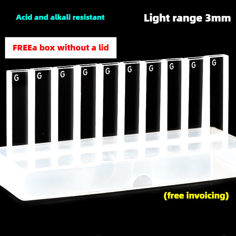 High Transmittance Glass Cuvette Set - 10mm Path Length, 20/30/40/50mm Dimensions, 10-Pack, 3.5ml Capacity, Monolithic Design, Two-Sided Illumination