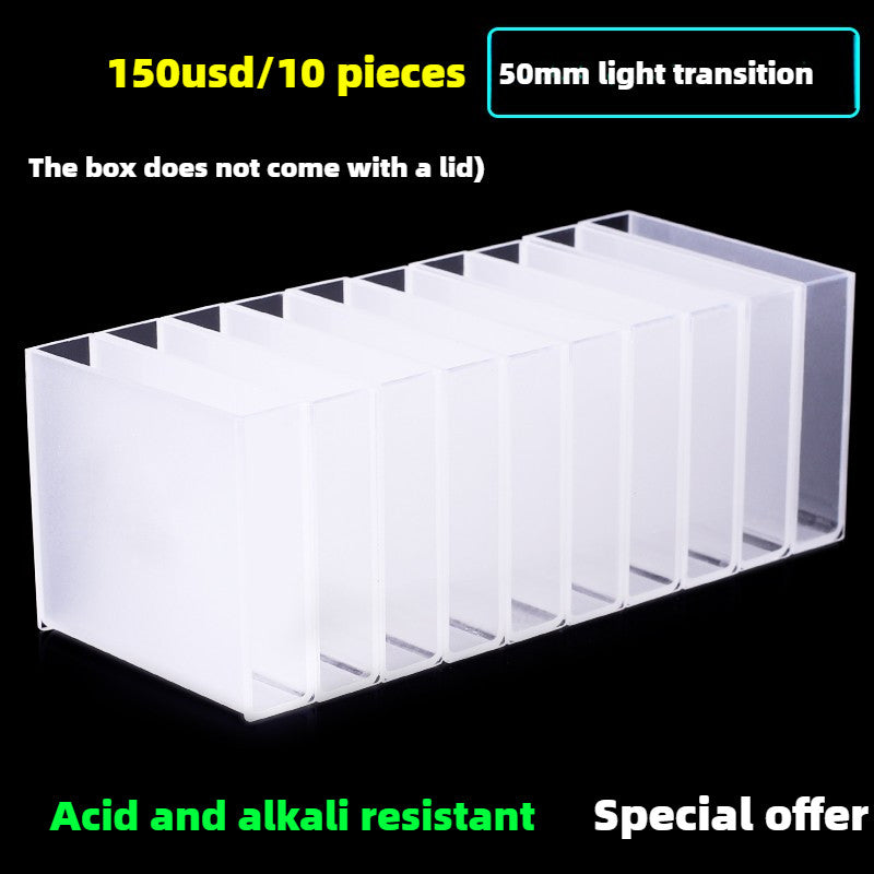 High Transmittance Glass Cuvette Set - 10mm Path Length, 20/30/40/50mm Dimensions, 10-Pack, 3.5ml Capacity, Monolithic Design, Two-Sided Illumination