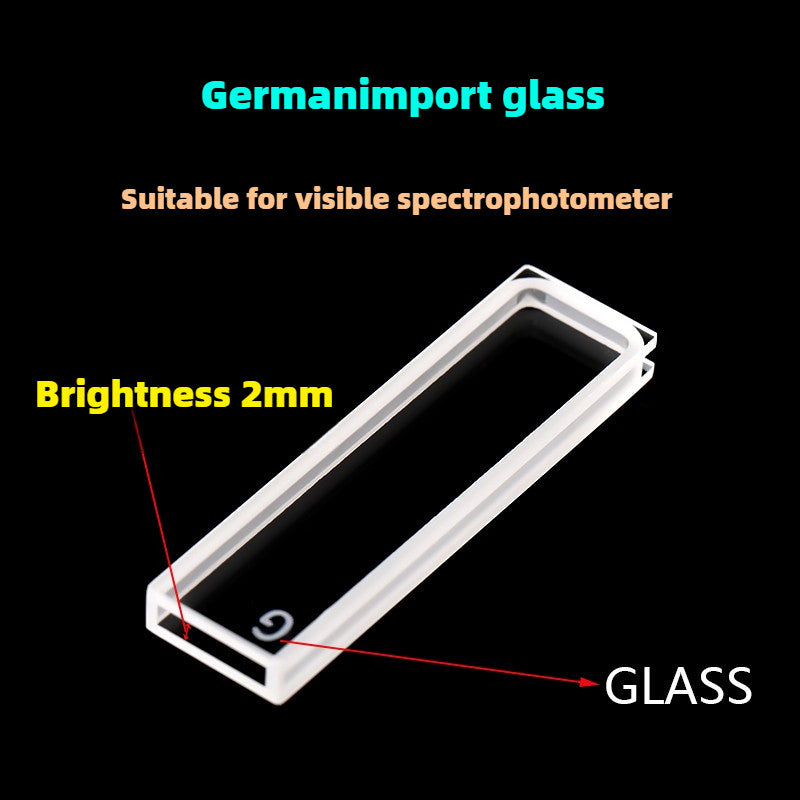 2mm Path Length Glass Cuvette - High Transmittance, Fused Bonding, German Imported Material, 700μL Capacity, Two-Sided Illumination