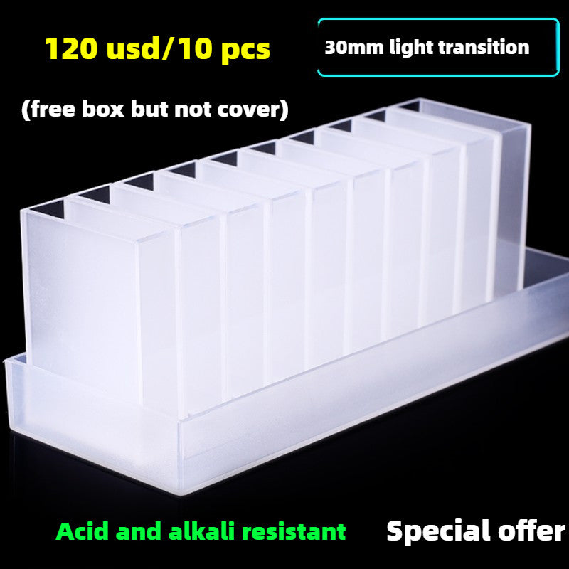 High Transmittance Glass Cuvette Set - 10mm Path Length, 20/30/40/50mm Dimensions, 10-Pack, 3.5ml Capacity, Monolithic Design, Two-Sided Illumination