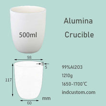 Charger l&#39;image dans la galerie, 500ml Alumina Crucible | 99% Alumina Material | High Temperature Resistant 1650 ℃ | Special Container for Muffle Furnace | Melting Gold and Silver | Large Capacity Crucible alumina crucible