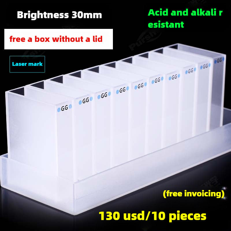 High Transmittance Glass Cuvette Set - 10mm Path Length, 20/30/40/50mm Dimensions, 10-Pack, 3.5ml Capacity, Monolithic Design, Two-Sided Illumination