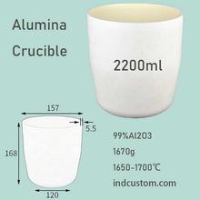 Load image into Gallery viewer, 2200ml large capacity alumina crucible | 99% alumina material | corundum crucible | gold and silver molten metal container | high temperature 1650 ℃ |Alumina Crucibles High Form