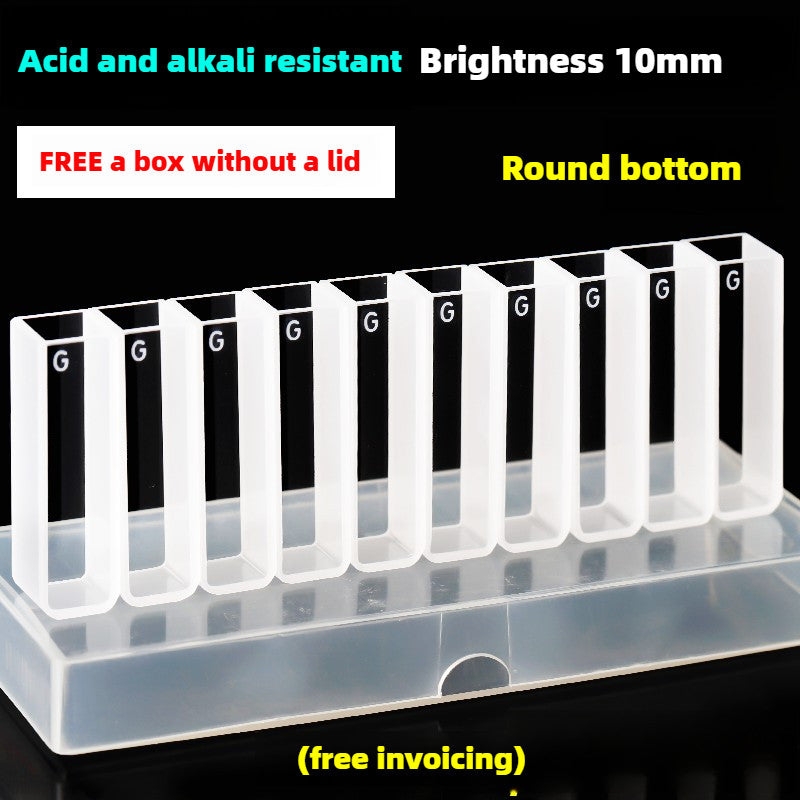 High Transmittance Glass Cuvette Set - 10mm Path Length, 20/30/40/50mm Dimensions, 10-Pack, 3.5ml Capacity, Monolithic Design, Two-Sided Illumination