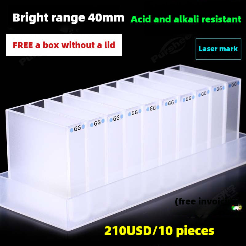 High Transmittance Glass Cuvette Set - 10mm Path Length, 20/30/40/50mm Dimensions, 10-Pack, 3.5ml Capacity, Monolithic Design, Two-Sided Illumination