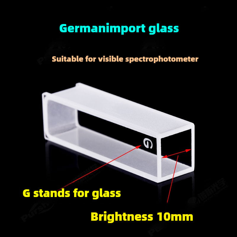 High Transmittance Cuvette Set - 10mm Path Length Glass, 20/30/40/50mm Dimensions, 10-Pack, 3.5ml Capacity, Monolithic Design, Two-Sided Illumination for Pesticide Residue Testing