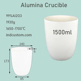 1500ml Alumina Crucible | Corundum Crucible | 99% Alumina Material | High Temperature Resistance 1650 ℃ | Alumina Crucibles High Form