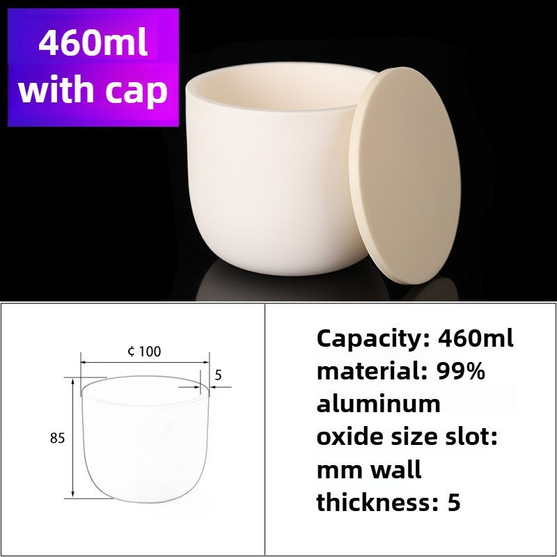 Alumina Crucibles High Form-【99% Alumina】460ml High-Temperature , Flat Lid Alumina Crucible Cup