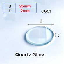 Charger l&#39;image dans la galerie, Quartz Glass Sheet-JGS1-φ25mm, Round Laser Cutting Protection Sheet, Transparent UV Light