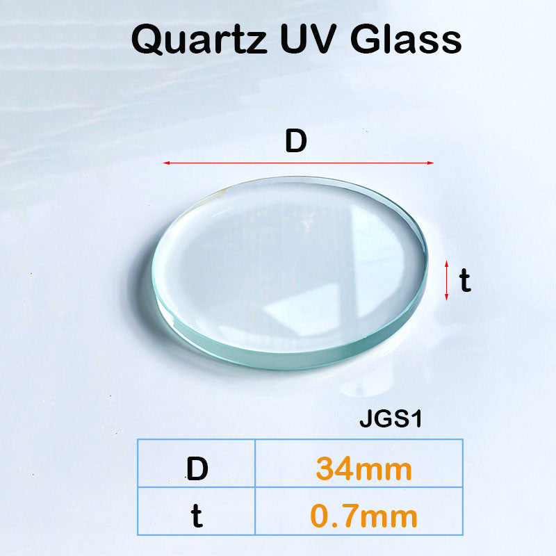 Quartz Glass Sheet-JGS1-φ34mm (1inch), Round Laser Cutting Protective Sheet, Transparent UV Light