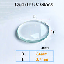 Charger l&#39;image dans la galerie, Quartz Glass Sheet-JGS1-φ34mm (1inch), Round Laser Cutting Protective Sheet, Transparent UV Light