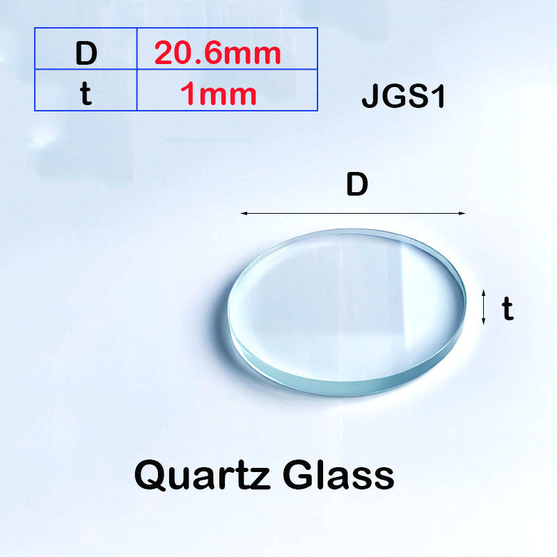 Quartz Glass Sheet-JGS1-φ 20.6mm Laser Cutting Protection Sheet, Transparent Ultraviolet Light, High Temperature Resistant