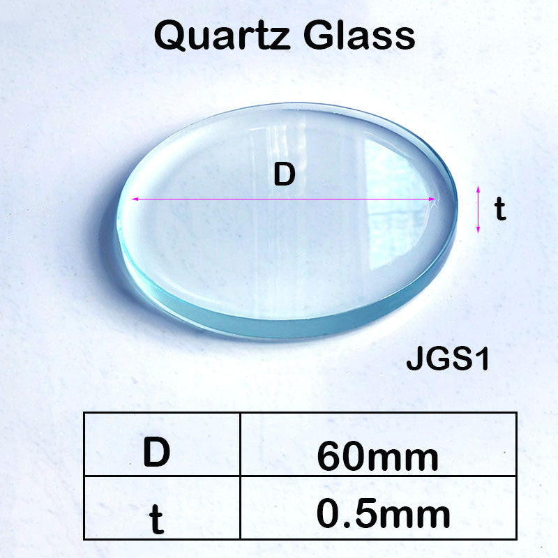 Quartz Glass Sheet-JGS1-φ 60mm Laser Cutting Protective Glass, Transparent Purple UV Exterior Light, High Temperature Resistant