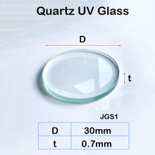 Charger l&#39;image dans la galerie, Quartz UV Glass Sheet-JGS1-φ 30mm Laser Cutting Protection Sheet, Transparent Ultraviolet Light