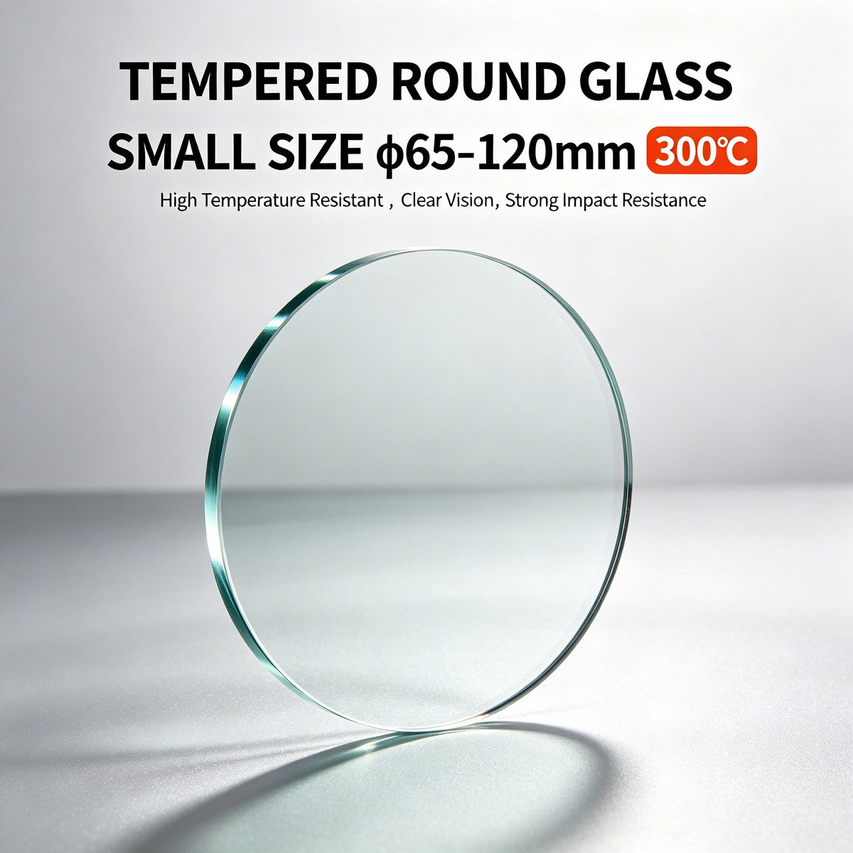 Small tempered circular sight glass φ65–120mm, 300°C heatproof glass for appliance observation windows